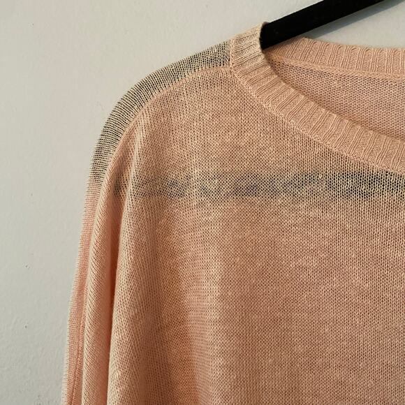 Eileen Fisher Women's Medium Light Pink 100% Linen Lightweight Crewneck Sweater - Picture 3 of 8